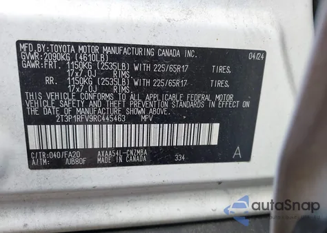 2024 Toyota Rav4 Xle из США, поврежденный, VIN 2T3P1RFV9RC445463